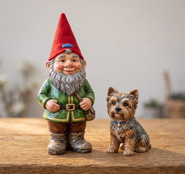 GnomeSayin custom portrait custom gnome and pet figure